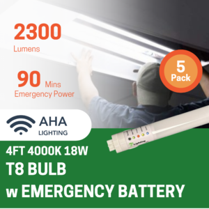 5 PAK 4FT T8 tube 90 Minute Emergency Battery Backup LED 18W 2300LM 4000K Always On - Image 2