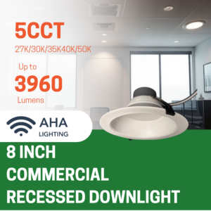 8" Commercial Recessed Downlight Wattage & CCT Tunable 0-10V Dimming 100-305V - Image 2