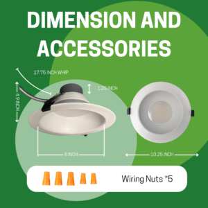 8" Commercial Recessed Downlight Wattage & CCT Tunable 0-10V Dimming 100-305V - Image 6