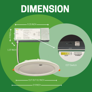 2-Pack G2 8" Ultra Slim Downlight w/ Emergency Battery Backup Wattage & CCT Tunable 2700-5000K 0-10V Dimming 100-277V All-In-One J-box - Image 8