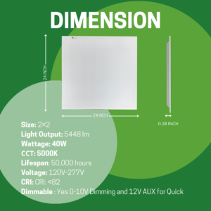 2 Pack 2X2 LED Panel Light with Pre-Wired Emergency Battery Backup  Wattage & CCT tunable - Image 6