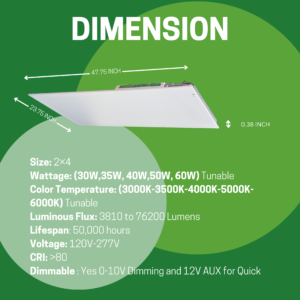 2 Pack 2X4 LED Panel Light with Emergency Battery Backup 35W-40W-45W-50W Wattage Selectable 3000K-3500-4000K-5000K - Image 7