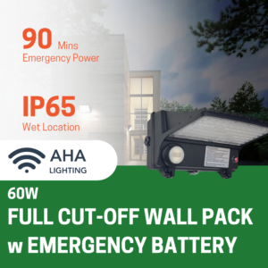 60W LED Full Cut Off Wall Pack with Emergency Battery Backup/photocell 5000K - Image 2