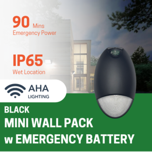 12W LED Mini Wall Pack 5000K with Emergency Battery Backup/ Photocell Black - Image 2